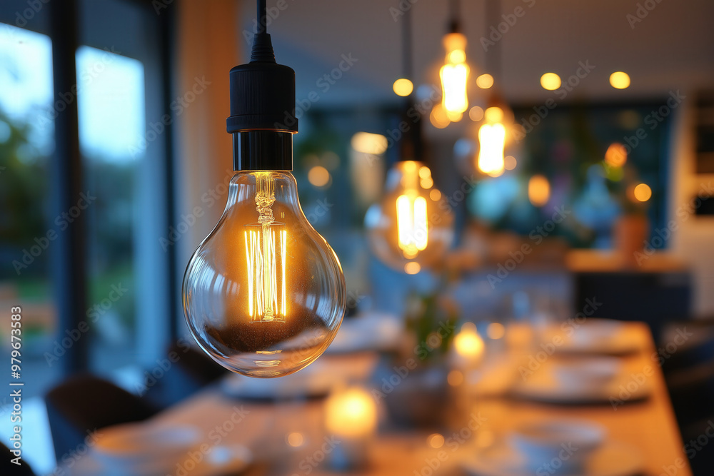 A Close-Up Of Smart Light Bulbs Changing Colors In A Stylish Dining Room, Highlighting The Ambiance Created By Smart Home Technology During A Dinner Gathering A Close-Up Of Smart Light Bulbs Changing Colors In A Stylish Dining Room, Highlighting The Ambiance Created By Smart Home Technology During A Dinner Gathering