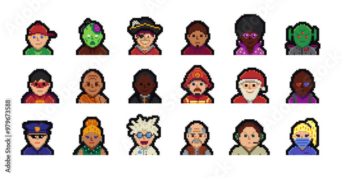 Avatar pixel characters, youth men and women, cartoon vector icons. Game user or web profile pixel avatars of persons and people for social net portrait, 8bit boy, young, girl, man and woman faces