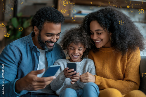 A Family Watching Live Foot...
