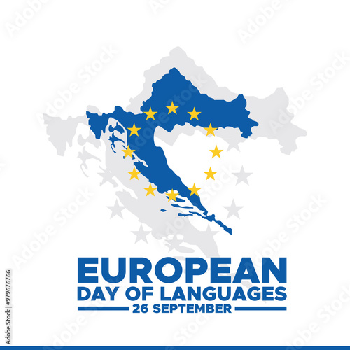 European Day of Languages,  26 September, banner, ads, post design, vector illustration, stock image, eps file. European Day of Languages social media template design, European Languages day.