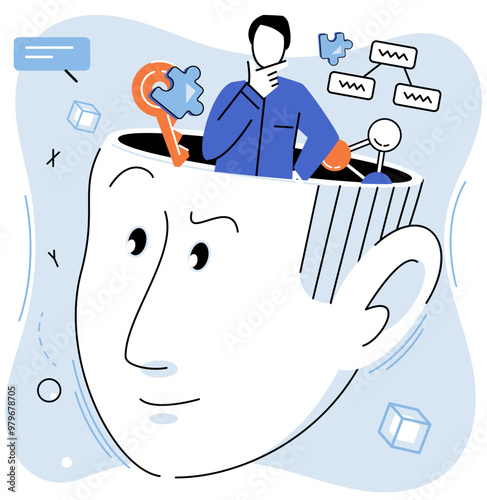 Abstract thinking. Vector illustration. Emotional intelligence plays role in guiding our abstract thinking and decision-making processes Creative thinking is vital aspect learning and intellectual