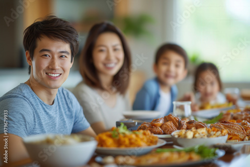 Japanese Family Having Dinner