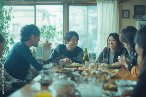 Japanese Family Having Dinner