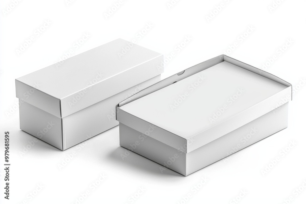 Naklejka premium Shoe Box Mockup on Isolated white Background created with Generative AI