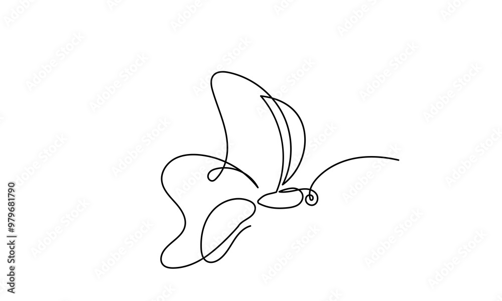 Obraz premium Butterfly moth. Continuous line drawing of a beautiful flying butterfly. logo, business, decorative, spa, and social media concepts.Doodle vector illustration isolated on a white background. 