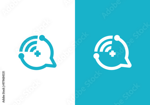 health communication design template, Vector concept of health or medical communication logo design. online health care logo.