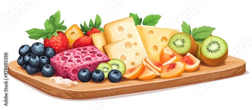 Cheese and fruit platter for summer picnics photo