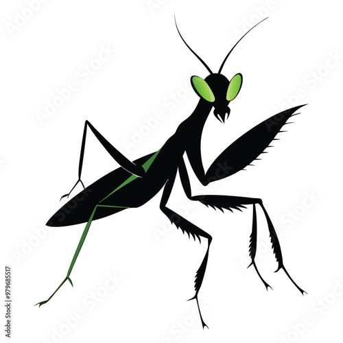 black mantis logo style with white background