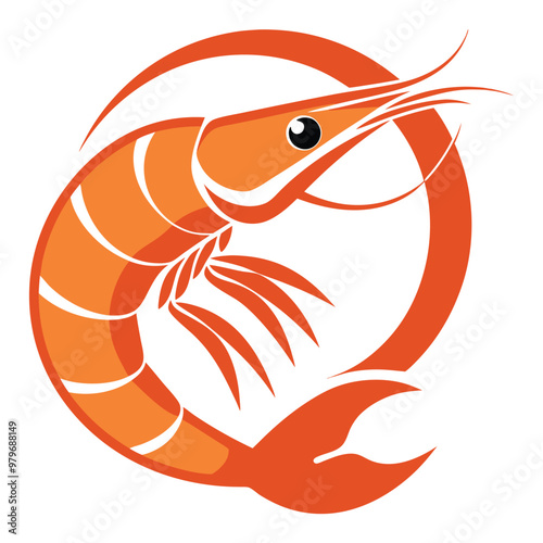 shrimp logo icon on white background