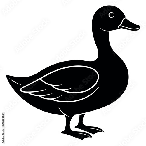       Beautiful duck silhouette vector illustration.
