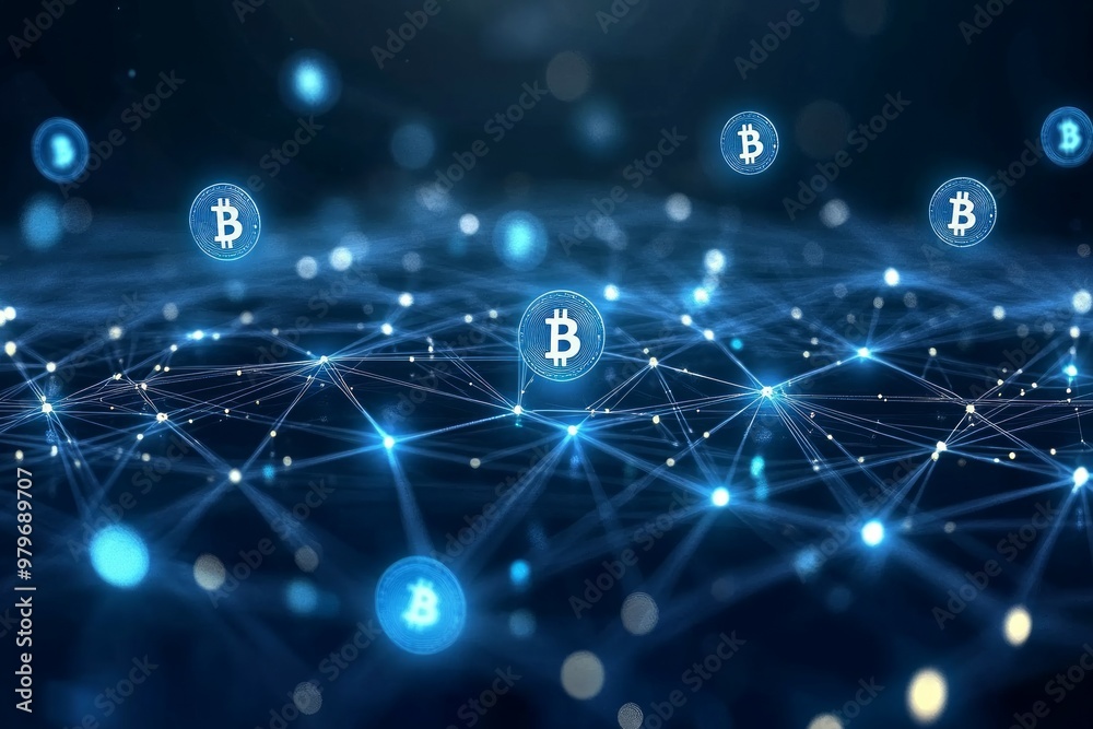 Obraz premium The Decentralized Web, Blockchain and Cryptocurrency