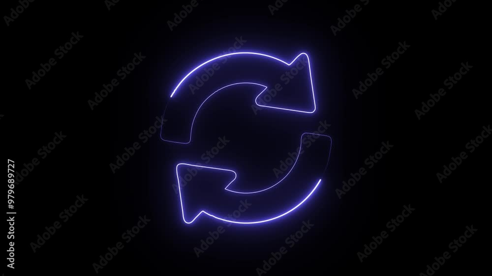 Glowing Neon Reload Icon Isolated on Black Background - HD Motion Graphics Animation for Resetting and Reloading Systems Glowing Neon Reload Icon Isolated on Black Background - HD Motion Graphics Animation for Resetting and Reloading Systems