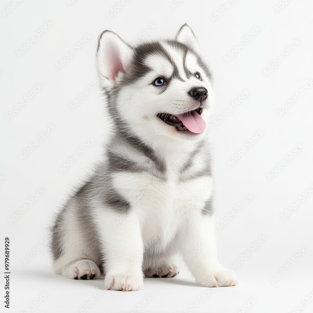 Husky Puppy. Cute Little Dog Isolated in White Studio Background Husky Puppy. Cute Little Dog Isolated in White Studio Background
