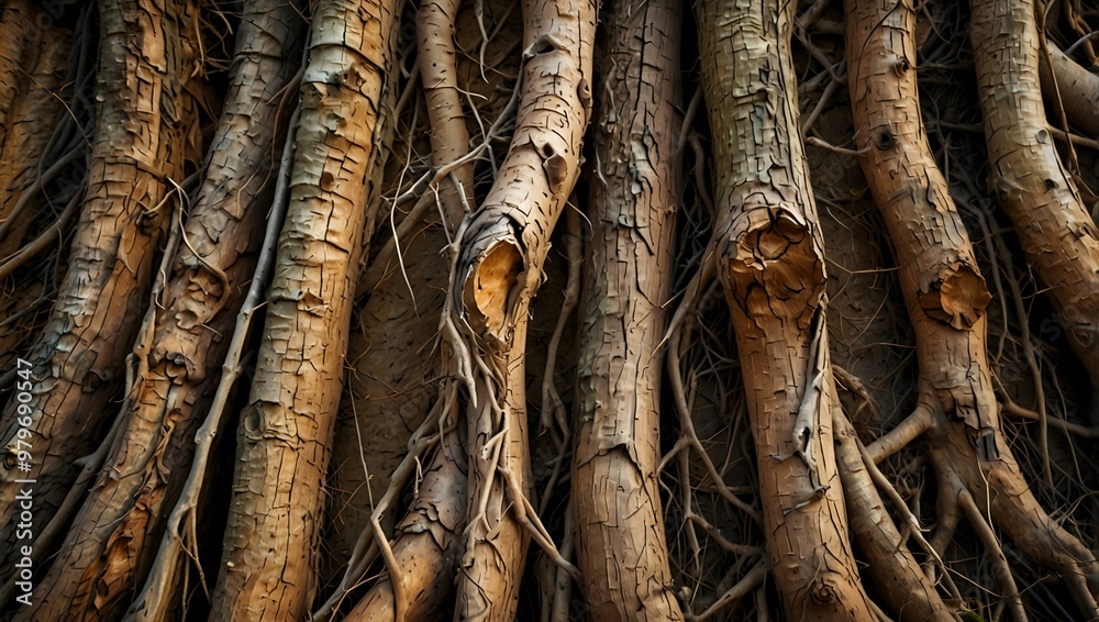 Dried tree trunk and roots texture close-up. Dried tree trunk and roots texture close-up.