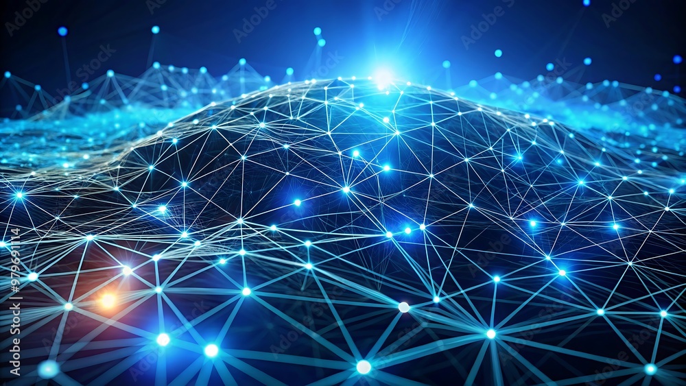 Abstract 3D Rendering of Connected Dots and Lines, Representing AI Technology and the Flow of Digital Data in a Dynamic Communication Network Abstract 3D Rendering of Connected Dots and Lines, Representing AI Technology and the Flow of Digital Data in a Dynamic Communication Network