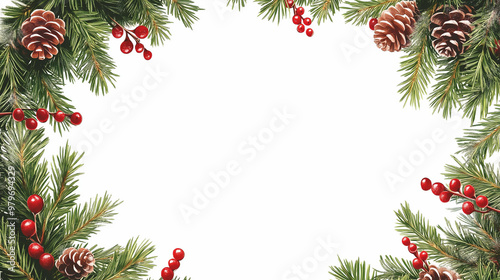 New Year frame made of fir branches for the New Year, banner with a space for text