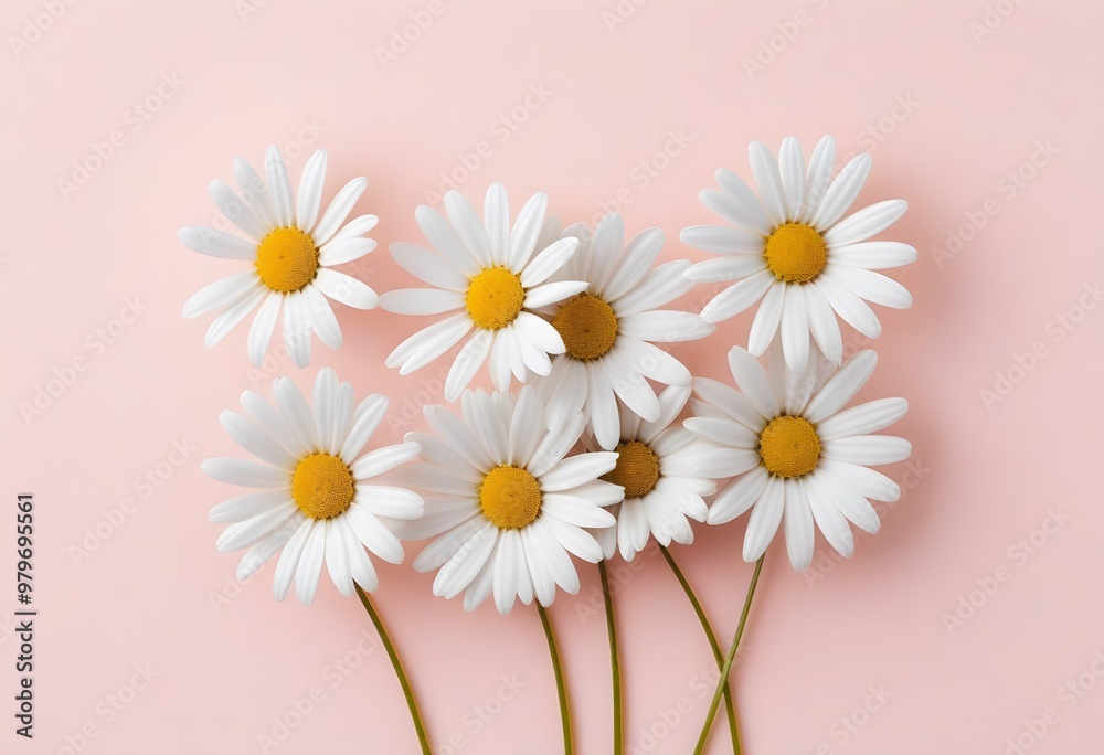 Obraz premium Bouquet of daisy flowers isolated on pink background, close up