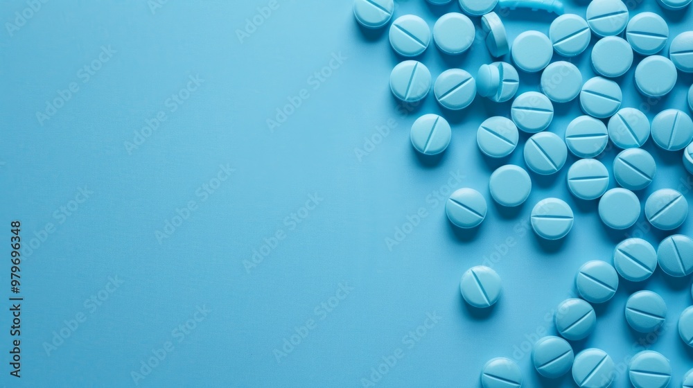 Blue pills on blue background generative ai Blue pills on blue background generative ai