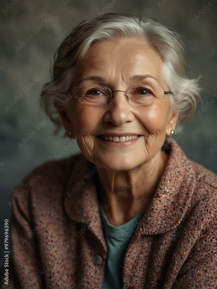 Elderly woman gently smiling and reflecting on her life for Older Persons Day. Elderly woman gently smiling and reflecting on her life for Older Persons Day.