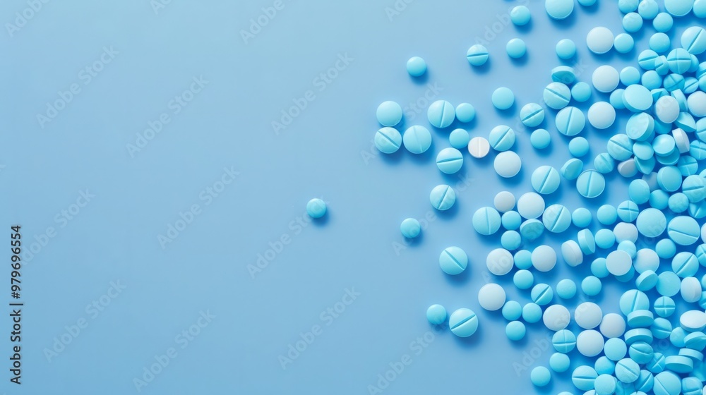 Blue pills on blue background generative ai Blue pills on blue background generative ai
