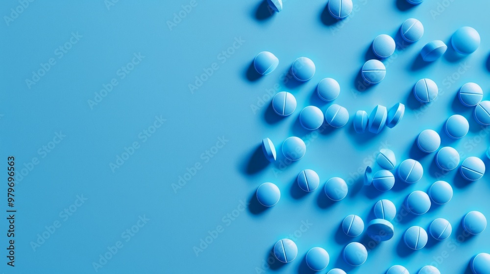 Blue pills on blue background generative ai Blue pills on blue background generative ai