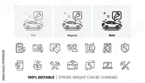 Hammer, Screwdriver and Spanner tool. Repair line icons. Washing machine repair linear icon set. Line icons set. Vector