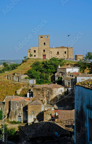 Grottole, la chiesa di Diruta, il castello di Sichinulfo e il borgo antico, Matera, Basilicata, Italia photo