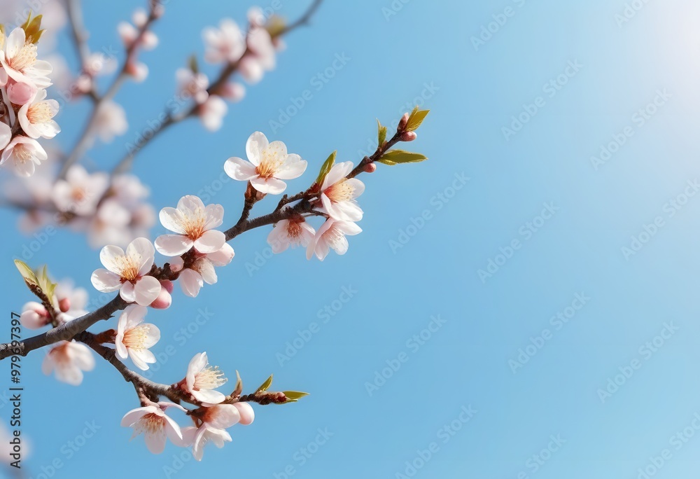 Beautiful branches of white Cherry blossoms on the tree under sky background.
Beautiful branches of white Cherry blossoms on the tree under sky background.