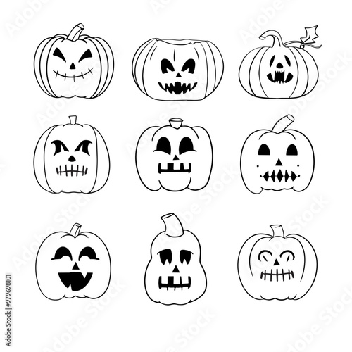 Jack O Lantern Halloween Vector Set 