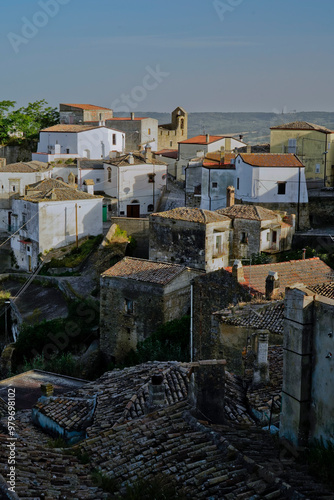 Grottole, la chiesa di Diruta, il castello di Sichinulfo e il borgo antico, Matera, Basilicata, Italia photo