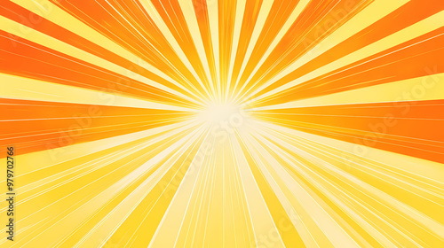 Bright yellow rays background. sunburst rays texture, bright orange and yellow sun ray pattern for comic book poster or summer advertising banner template design. Sunburst. Illustration photo