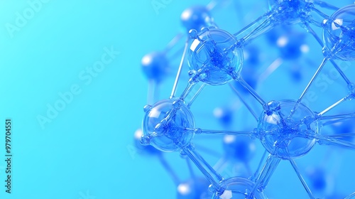 Abstract Blue Molecular Structure with Interconnected Spheres