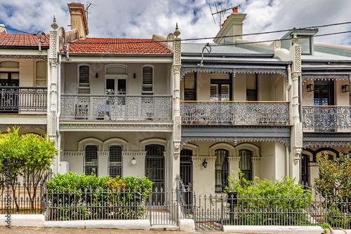 Historic Victorian terraced houses in Paddington, a district of Sydney, Australia photo