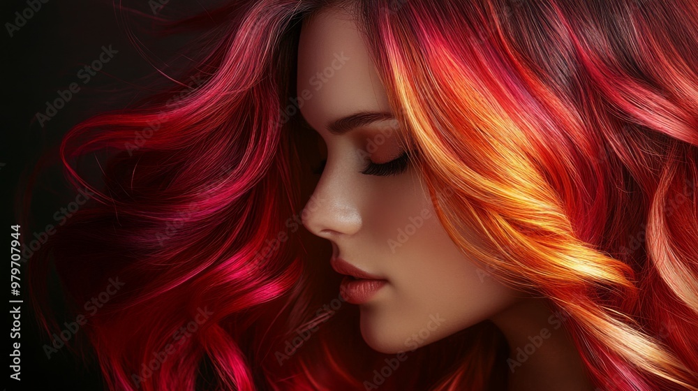 A vibrant scene of a woman with a trendy balayage hairstyle, showing a blend of natural and highlighted colors for a modern, stylish appearance A vibrant scene of a woman with a trendy balayage hairstyle, showing a blend of natural and highlighted colors for a modern, stylish appearance