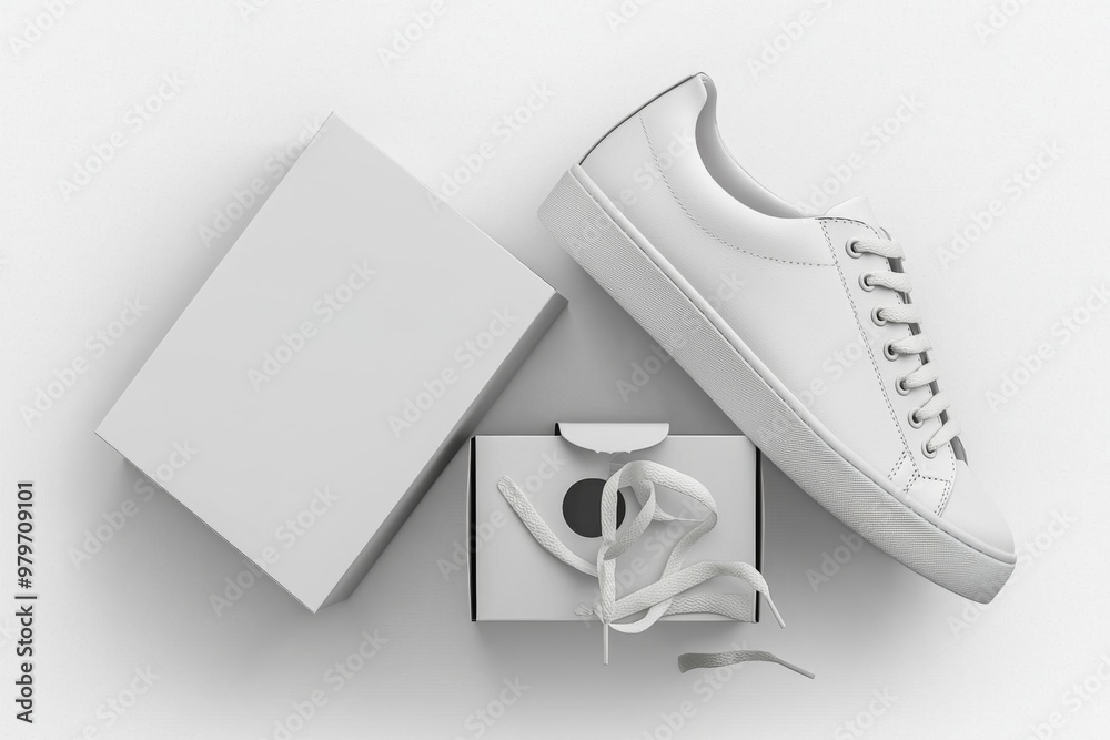 Shoe Box Mockup on Isolated white Background created with Generative AI Shoe Box Mockup on Isolated white Background created with Generative AI