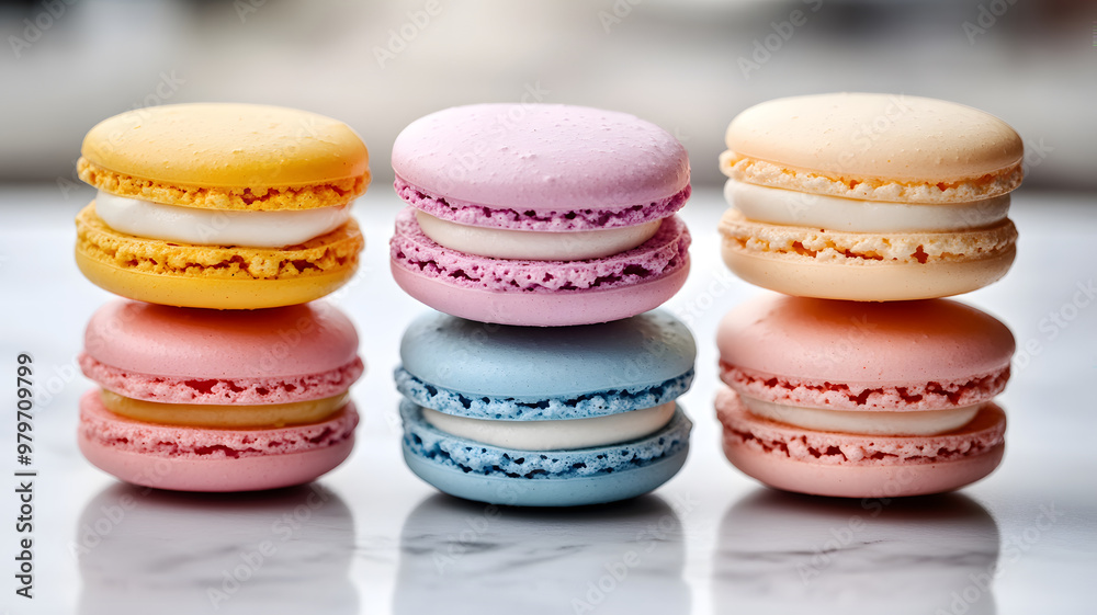 set of colorful macarons on plate natural, clean composition, set of colorful macarons on plate natural, clean composition,