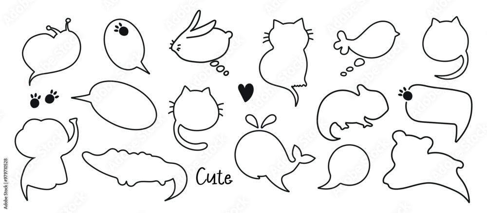 Animals frame, speech bubble cute set. Hand drawn sketch doodle line style animal frame design. Elephant, cat, hare, crocodile, chameleon cute talk speech bubble design. Сat round footprint badge. Vec Animals frame, speech bubble cute set. Hand drawn sketch doodle line style animal frame design. Elephant, cat, hare, crocodile, chameleon cute talk speech bubble design. Сat round footprint badge. Vec