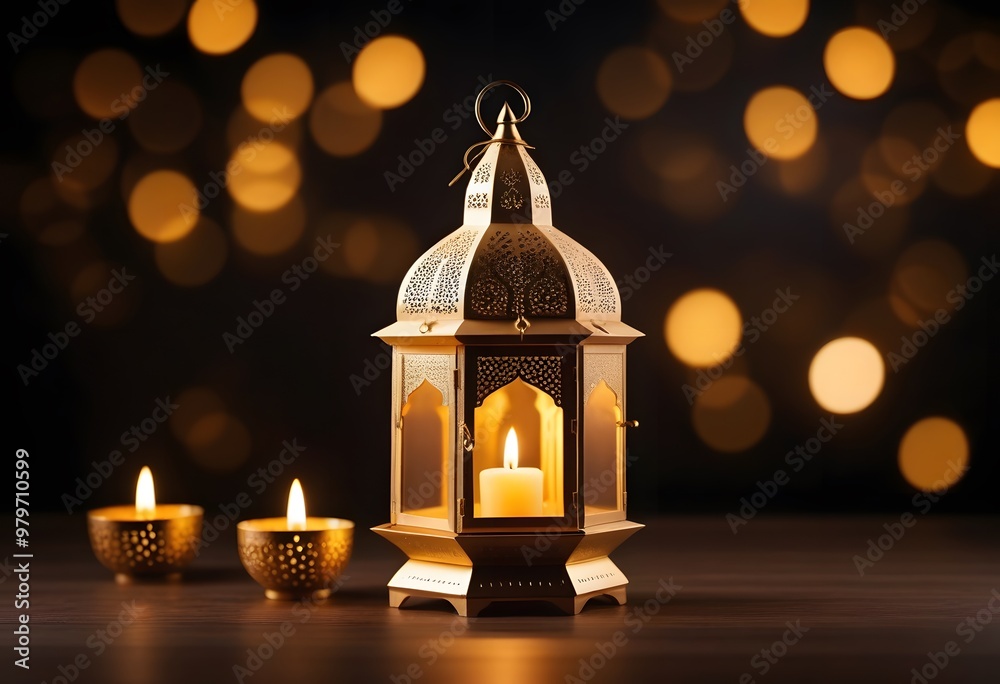 Dark silhouette of Moroccan lantern glowing at night. Glittering golden bokeh lights, blurred background. Ramadan Kareem, Eid ul Fitr muslim holiday still life, festive celebration concept.
Dark silhouette of Moroccan lantern glowing at night. Glittering golden bokeh lights, blurred background. Ramadan Kareem, Eid ul Fitr muslim holiday still life, festive celebration concept.