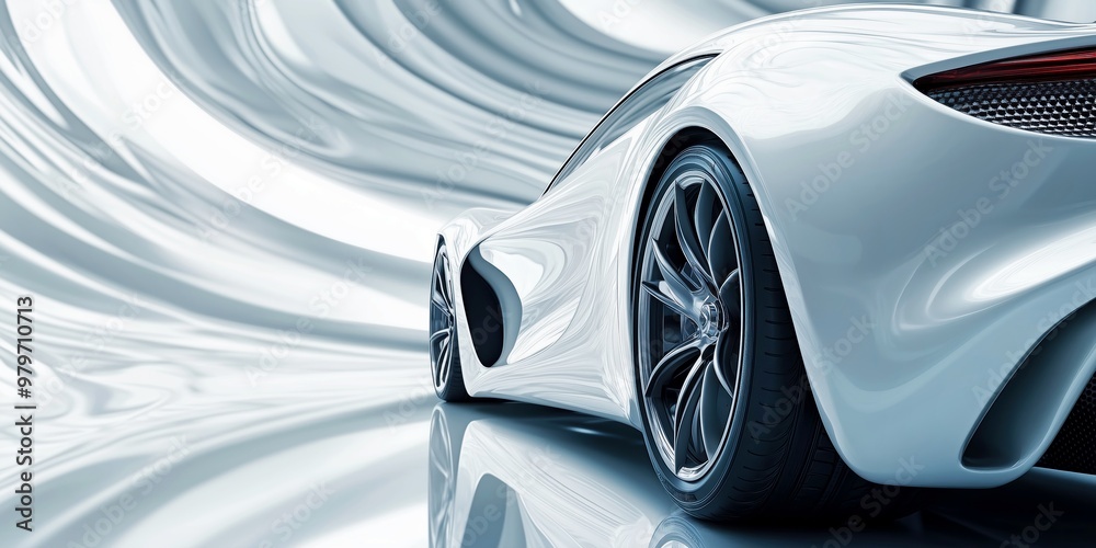 view of a futuristic white and silver car design with sleek aerodynamic curves, perfect for automotive wallpapers view of a futuristic white and silver car design with sleek aerodynamic curves, perfect for automotive wallpapers