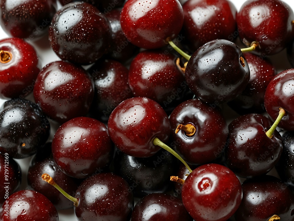 Fresh black cherries on a white background. Fresh black cherries on a white background.