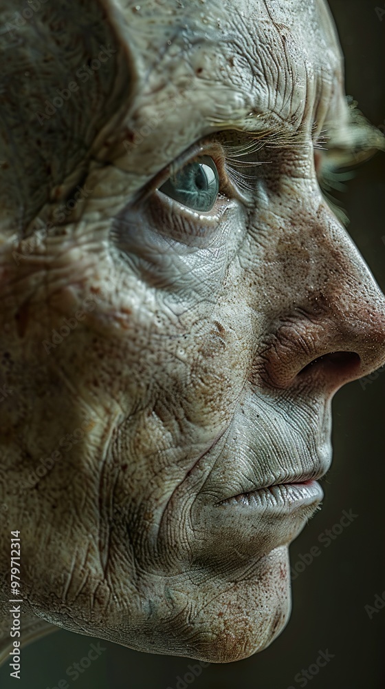 Close-Up Portrait of an Elderly Person's Face Close-Up Portrait of an Elderly Person's Face