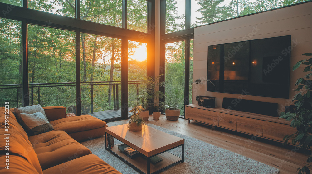 Fototapeta premium Warm-toned living room
