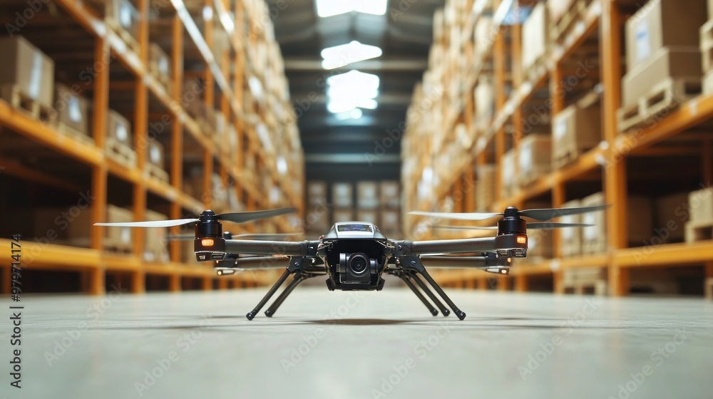 UAVs in Automated Warehouse Inspection, showcasing advanced technology enhancing efficiency, precision in monitoring inventory, ensuring safety and operational excellence in logistics. UAVs in Automated Warehouse Inspection, showcasing advanced technology enhancing efficiency, precision in monitoring inventory, ensuring safety and operational excellence in logistics.