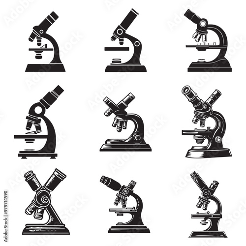 Microscope icon vector design, simple microscope flat icon on isolated white background