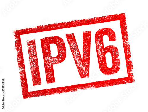 IPv6 stands for Internet Protocol version 6, is used to identify and locate devices on a network and route traffic across the Internet, acronym text concept stamp