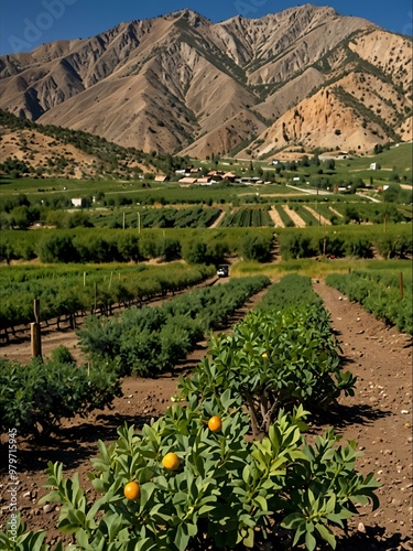 Fruit orchards set against Coal Mountain in Paonia, Colorado. photo