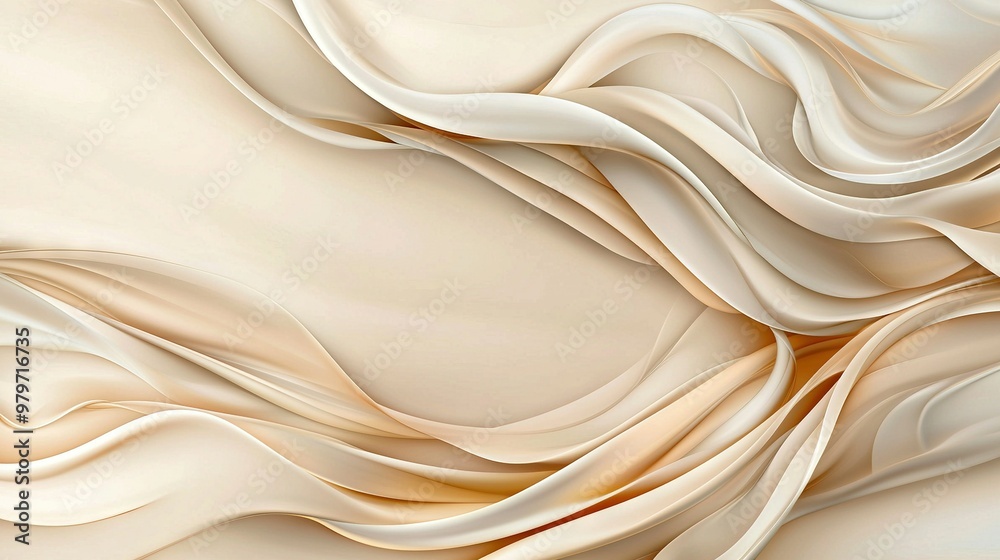 Obraz premium A close-up of a white and beige background with a wavy design at the bottom, while the upper half displays similar waves in the top half of the lower half of the upper half