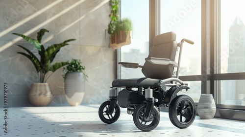 Modern Electric Wheelchair in a Stylish Indoor Setting