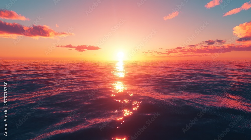 The sun is setting over the ocean, casting a warm glow on the water The sun is setting over the ocean, casting a warm glow on the water