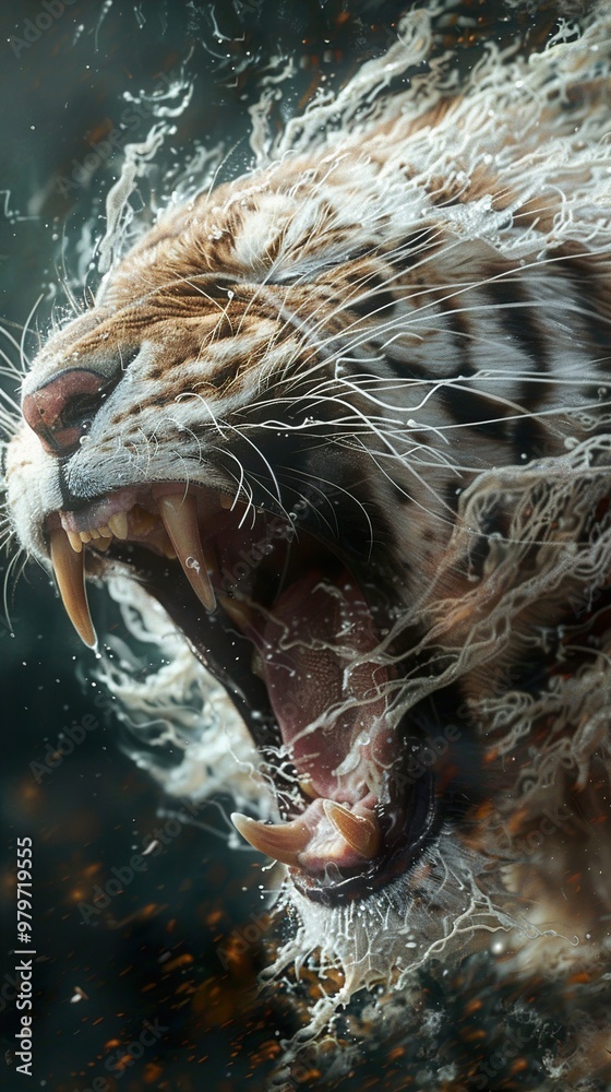 Tiger Roaring in Water Splash - Wildlife Photography Tiger Roaring in Water Splash - Wildlife Photography